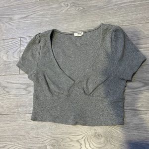 Grey Knitted Crop Top
